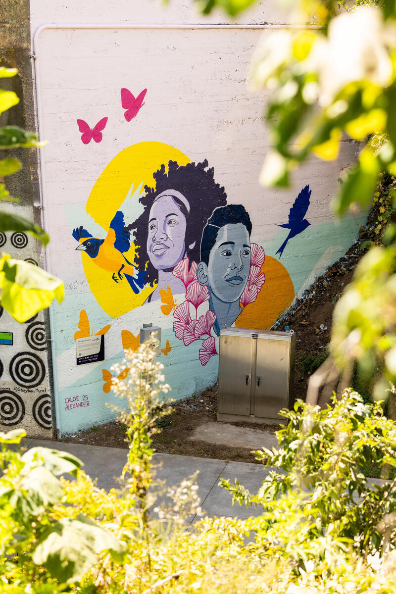A detailed shot from the mural project event.