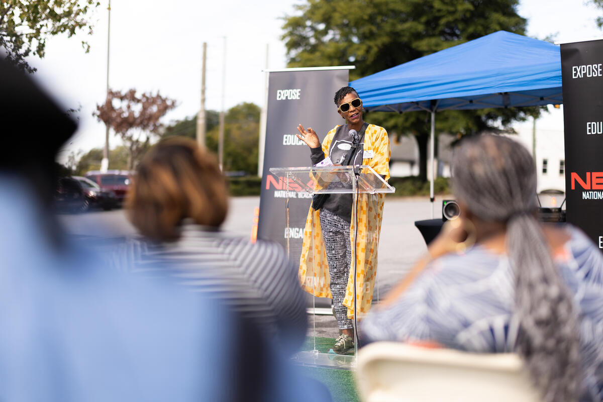 A photograph documenting the mural activation event.