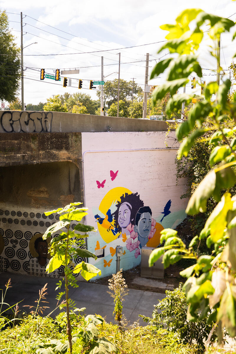 Mural artwork close up in Atlanta.