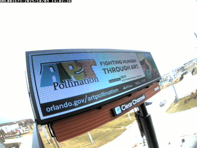 Signage showing Skip's artwork on a billboard structure